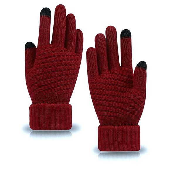 2/$21 Ladies Burgundy Red Winter Gloves - Picture 2 of 7